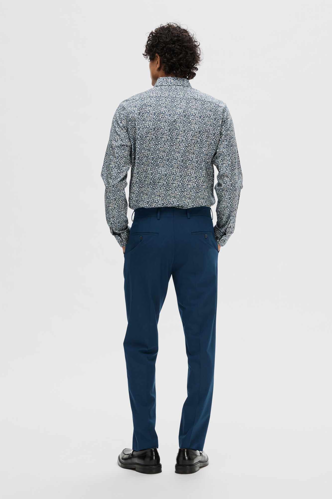 Selected Cal&ccedil;a de alfaiataria Slim Fit Azul