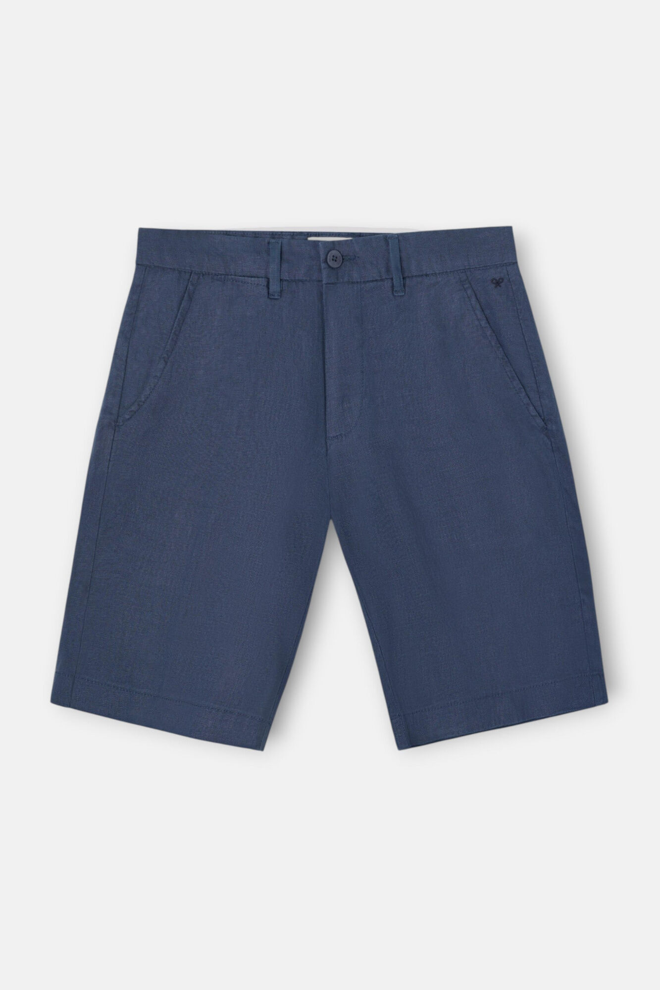 Silbon Bermuda lisa em linho &iacute;ndigo Azul
