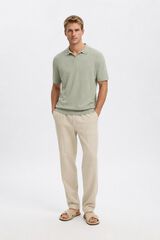 Selected Polo de malha com gola aberta Verde