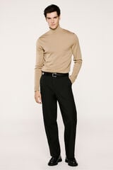 Selected Camisola de gola alta 100% l&atilde; merino Castanho
