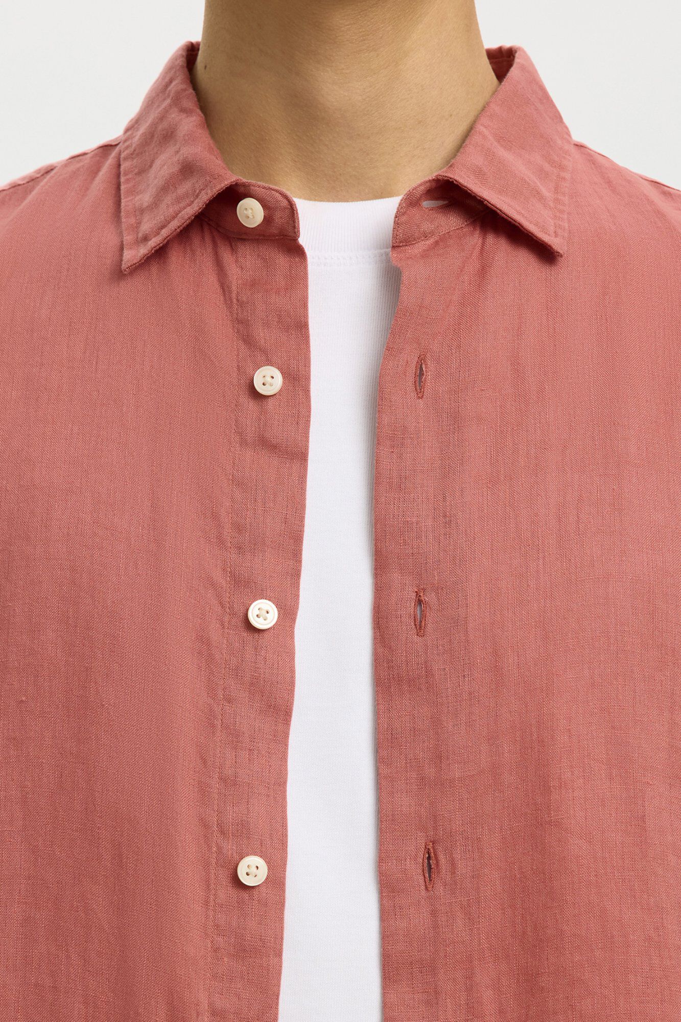 Selected Linen long sleeve shirt Pink