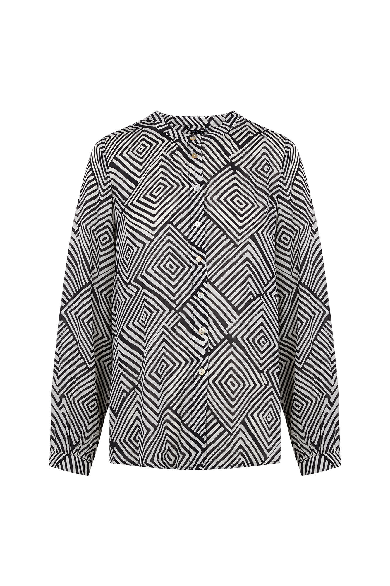 Cortefiel Round neck blouse Printed white