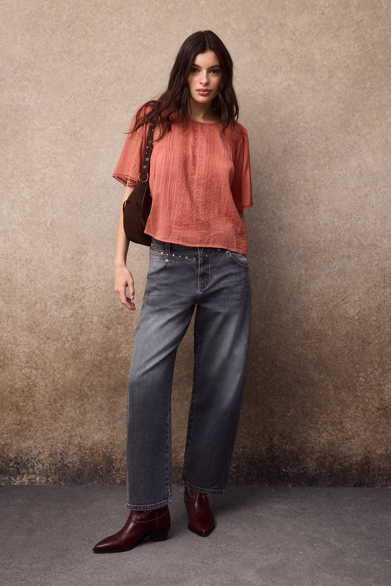 Slowlove Blusa detalles encaje