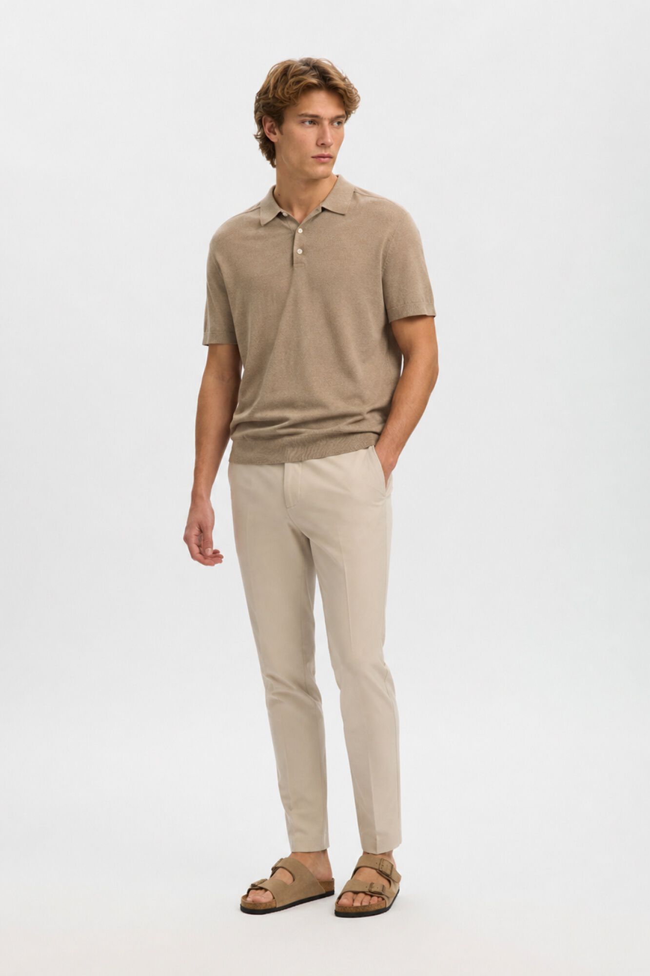 Selected Short sleeve jersey-knit polo shirt