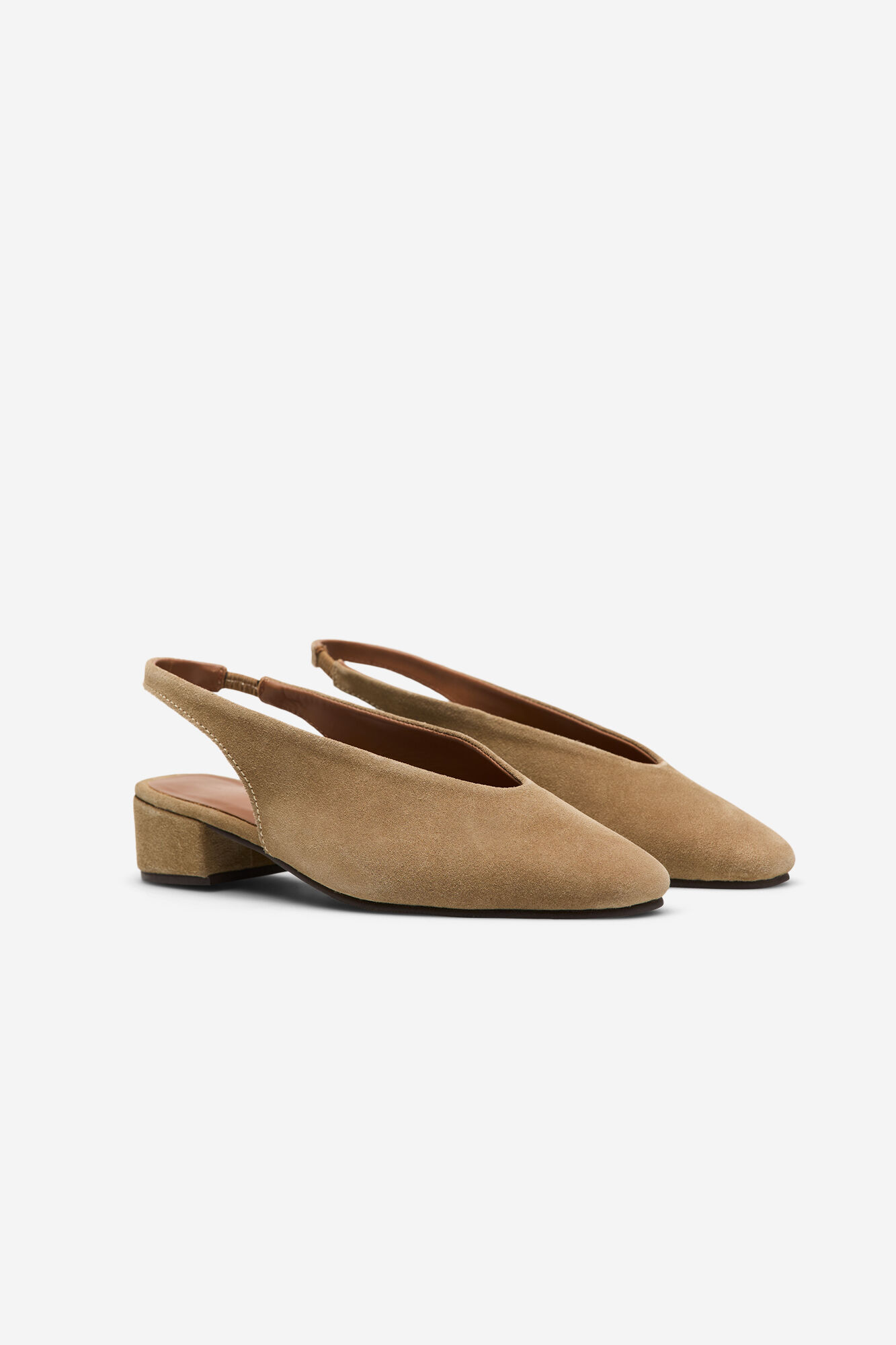 Cortefiel Leather slingback heeled shoe Nude