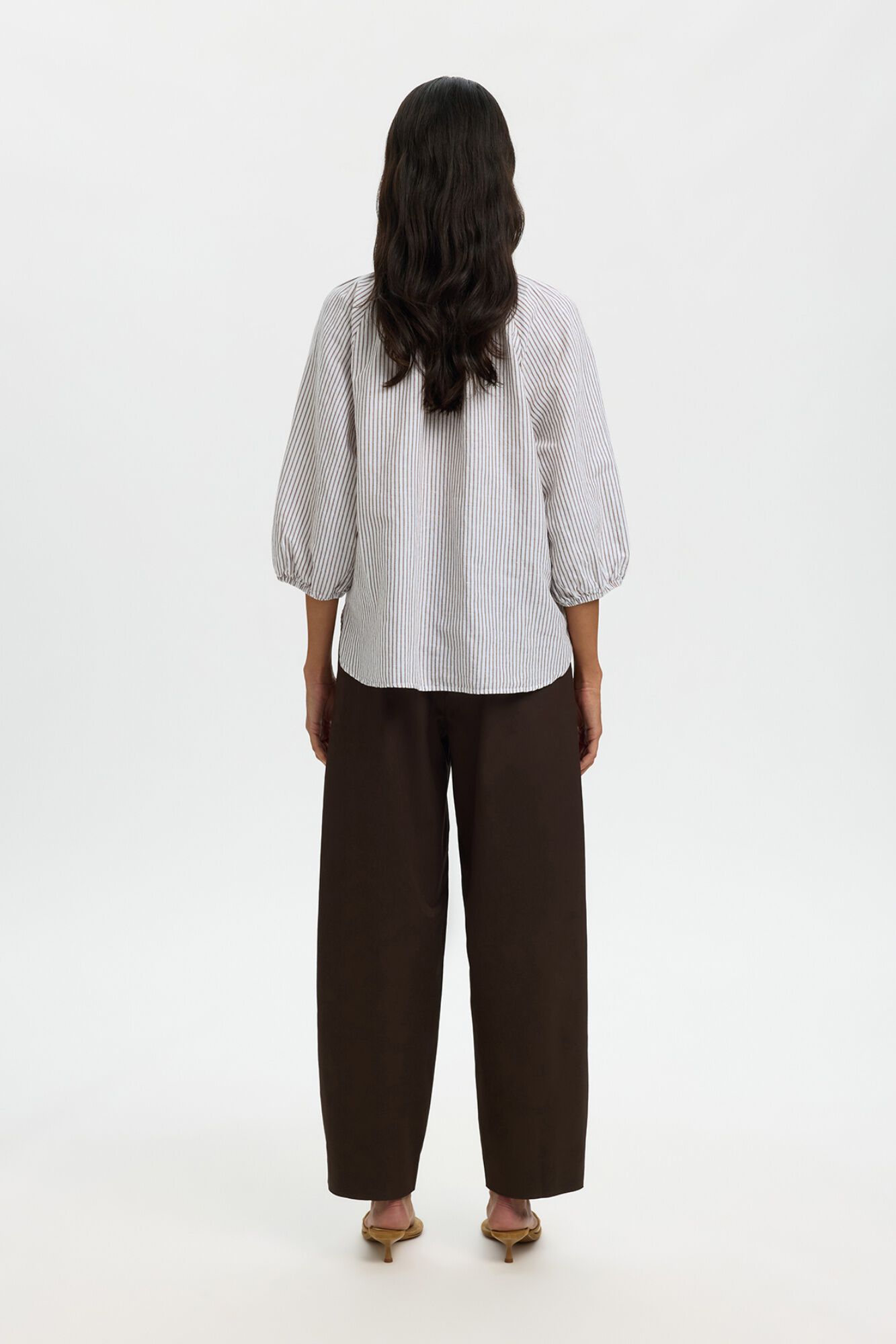 Selected Blusa manga 3/4 em linho Multicolorido