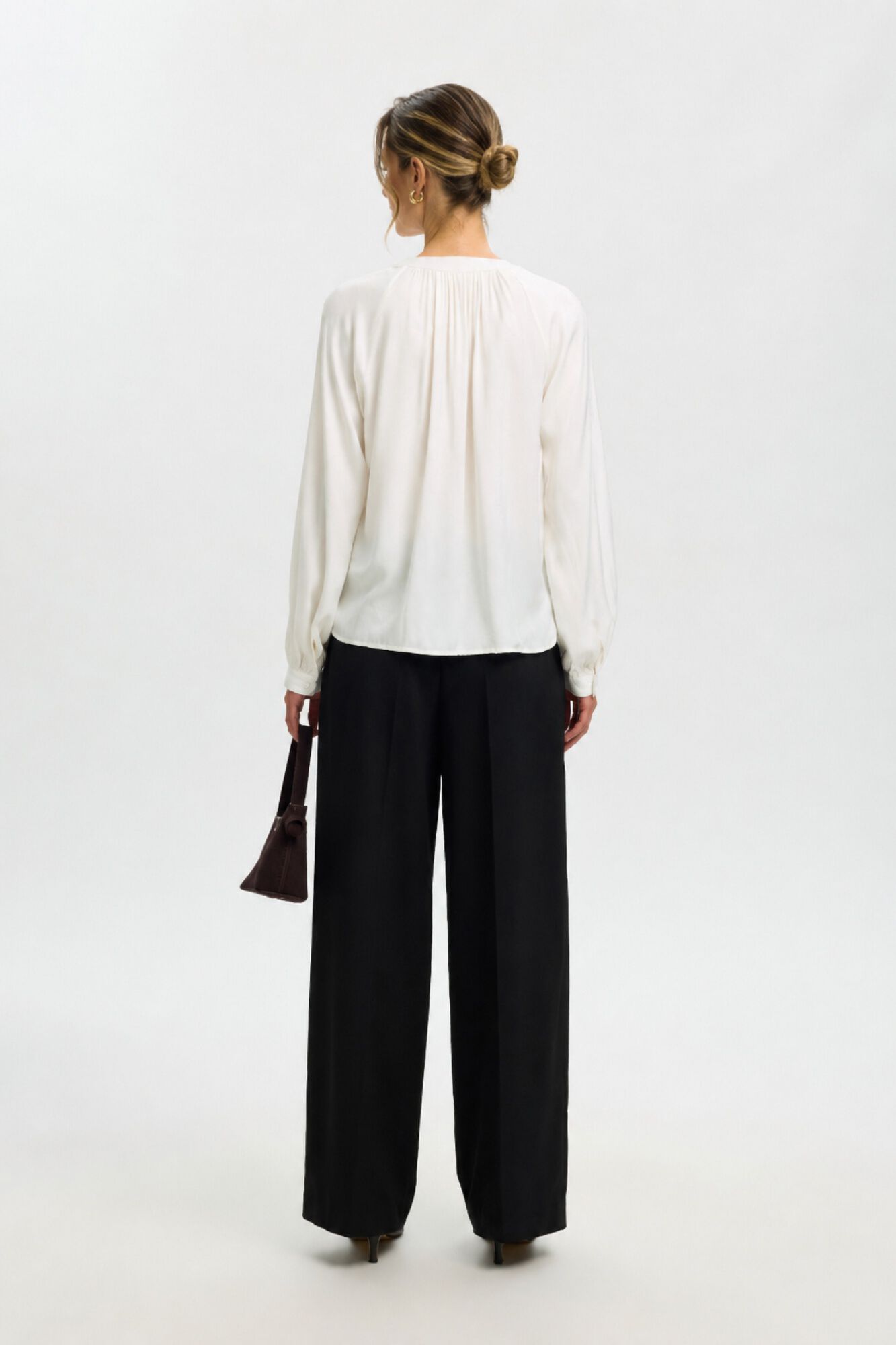 Selected Long sleeve blouse White