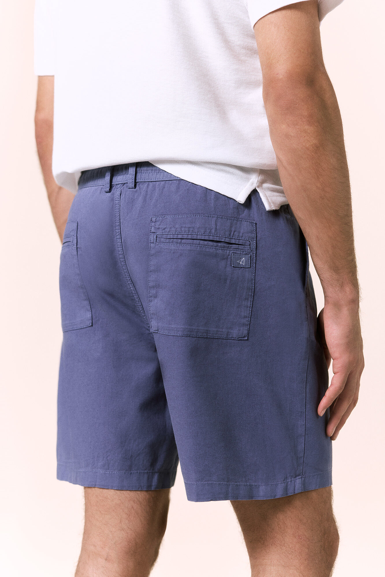 OOTO Linen drawstring Bermuda shorts Blue