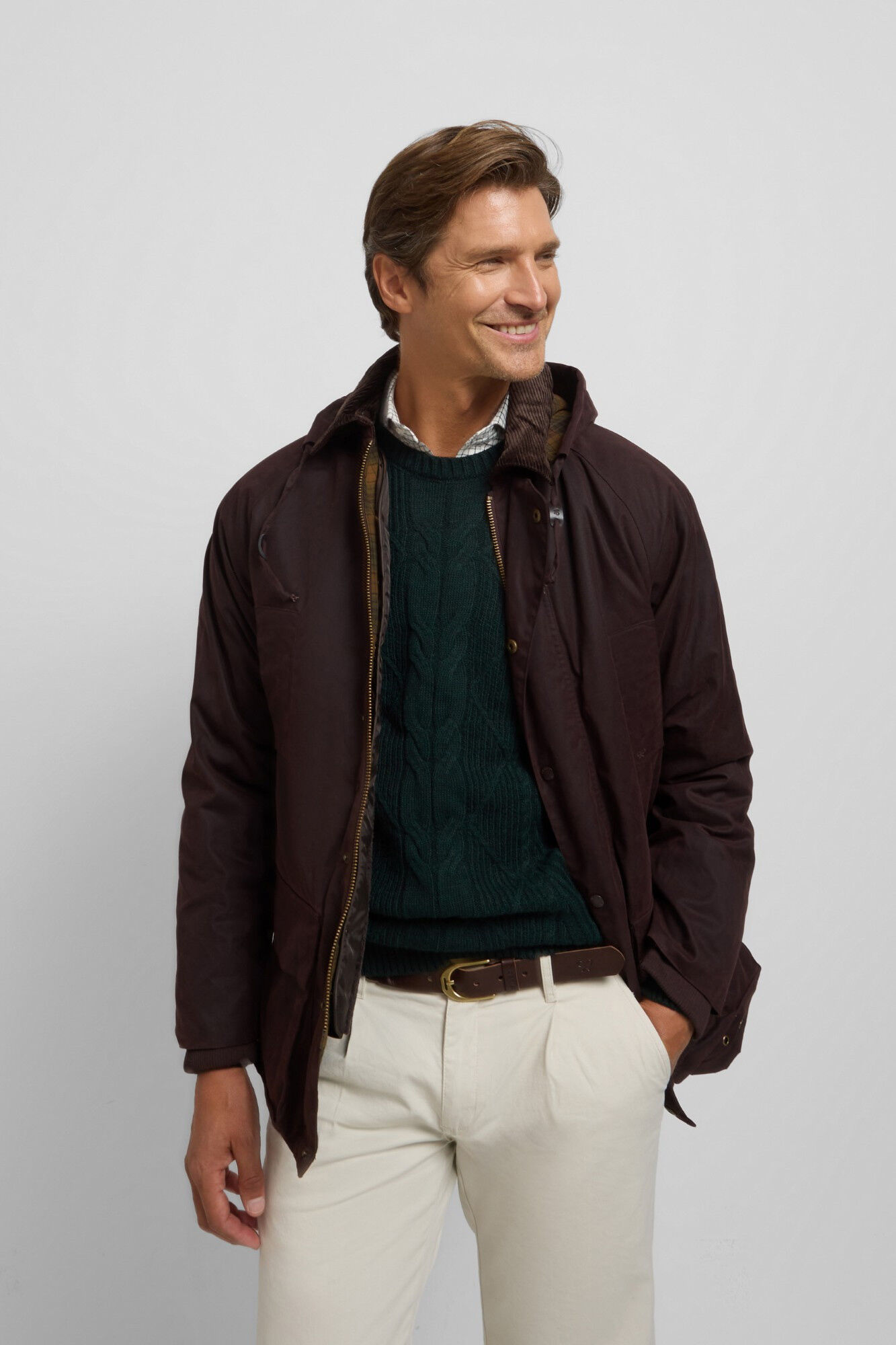 Silbon Classic waxed coat Brown