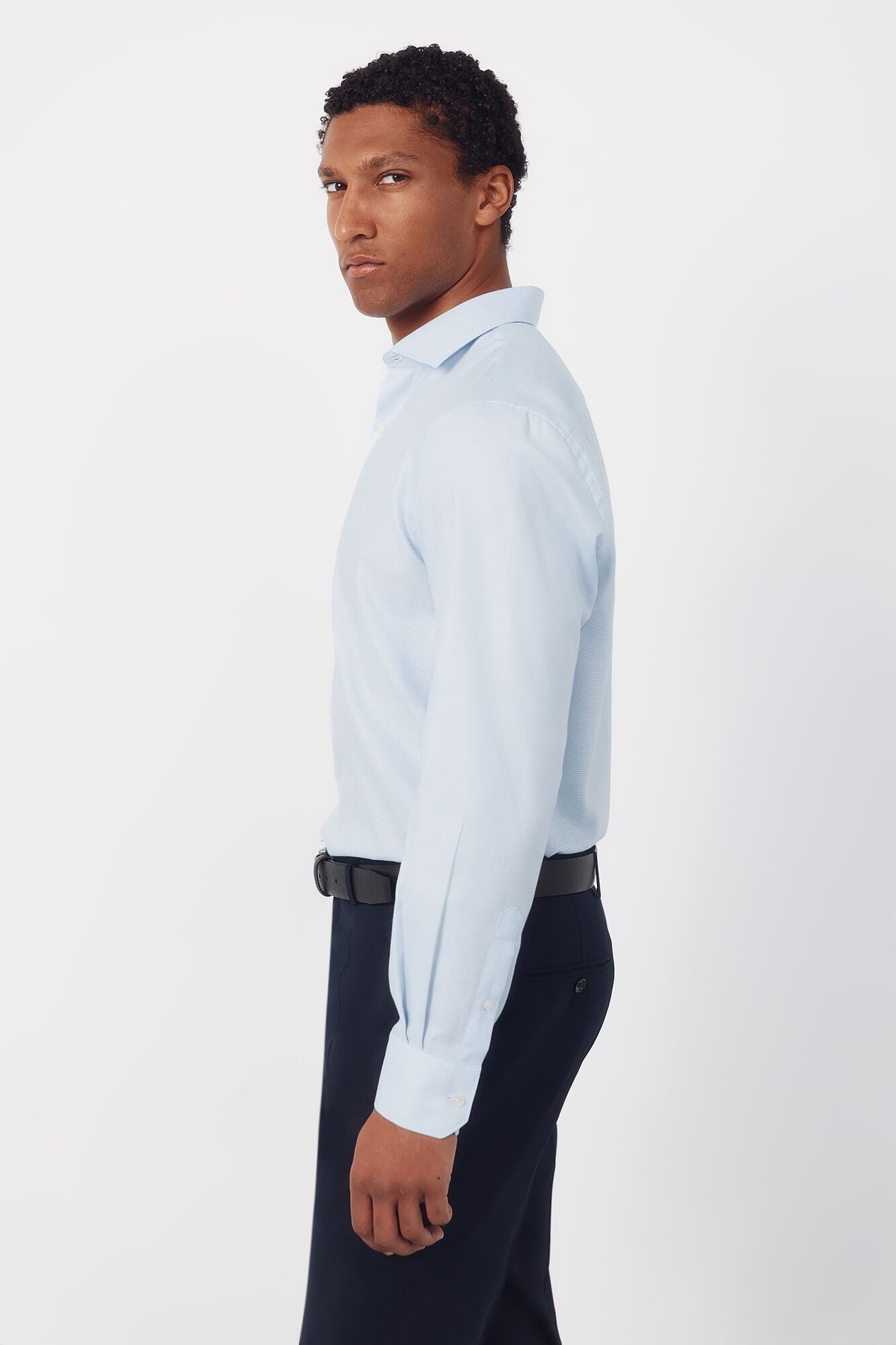 Cortefiel Slim fit easy-iron ottoman dress shirt Blue
