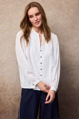 Slowlove Blusa frunce abullonada Marfil