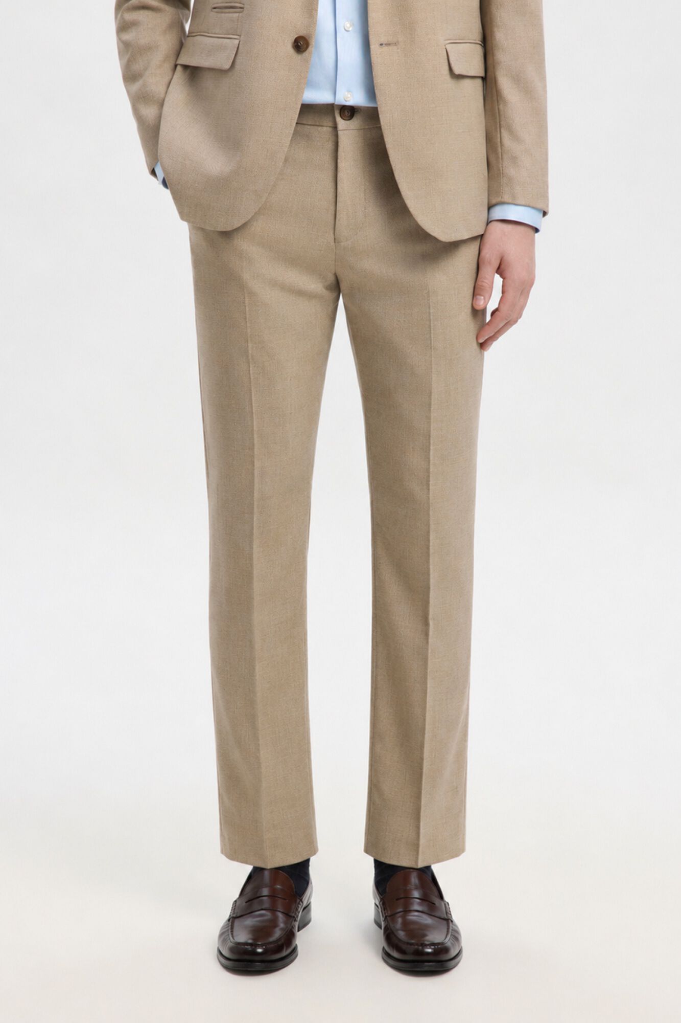 Selected Cal&ccedil;as de fato Slim Fit Castanho