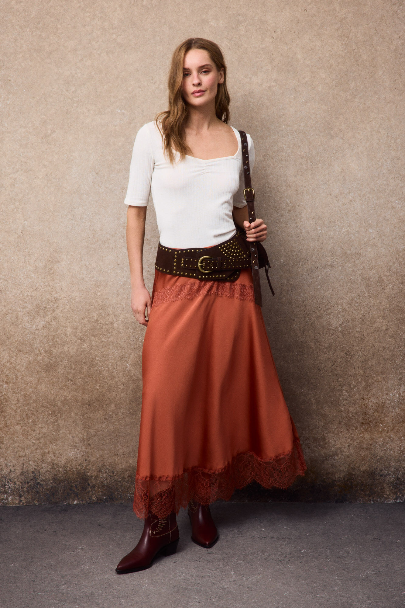 Slowlove Top frunce escote pico