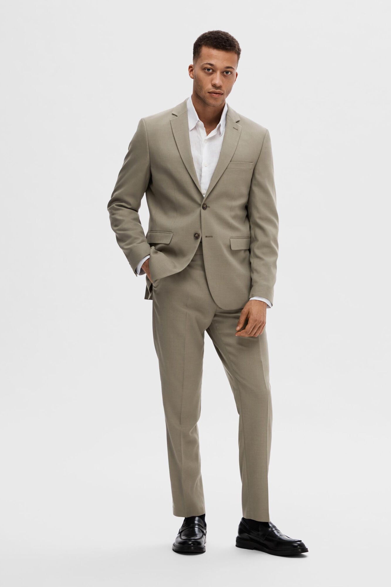 Selected Blazer de fato Slim Fit confecionado com l&atilde; Tostado