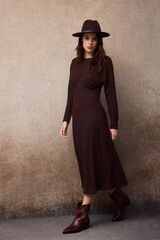 Slowlove Batwing sleeve structure dress Dark brown