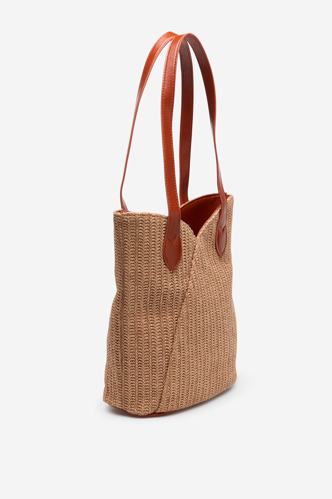 Cortefiel Raffia cut-out bag Beige