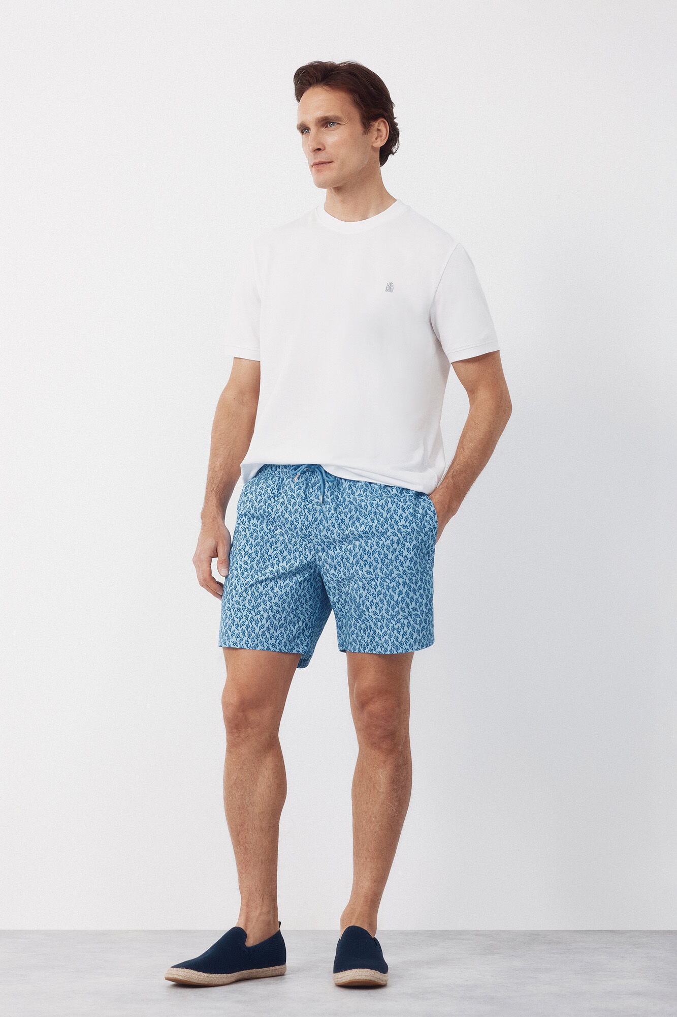 Cortefiel Printed small algae swimwear Blue