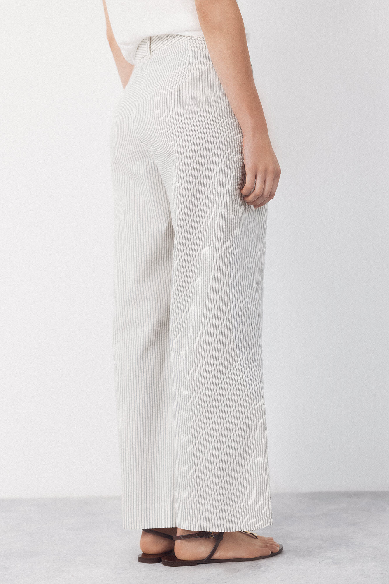 Cortefiel Pantal&oacute;n de rayas seersucker Estampado blanco