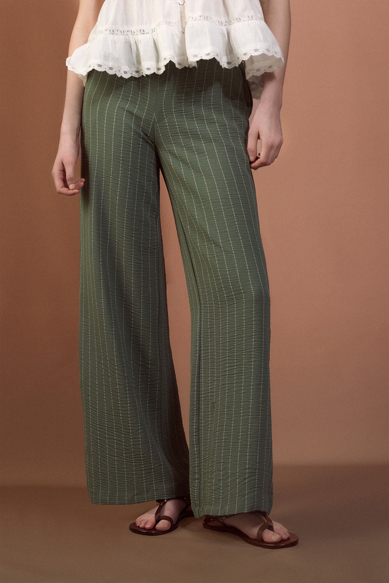 Slowlove Pantal&oacute;n de pata ancha Verde