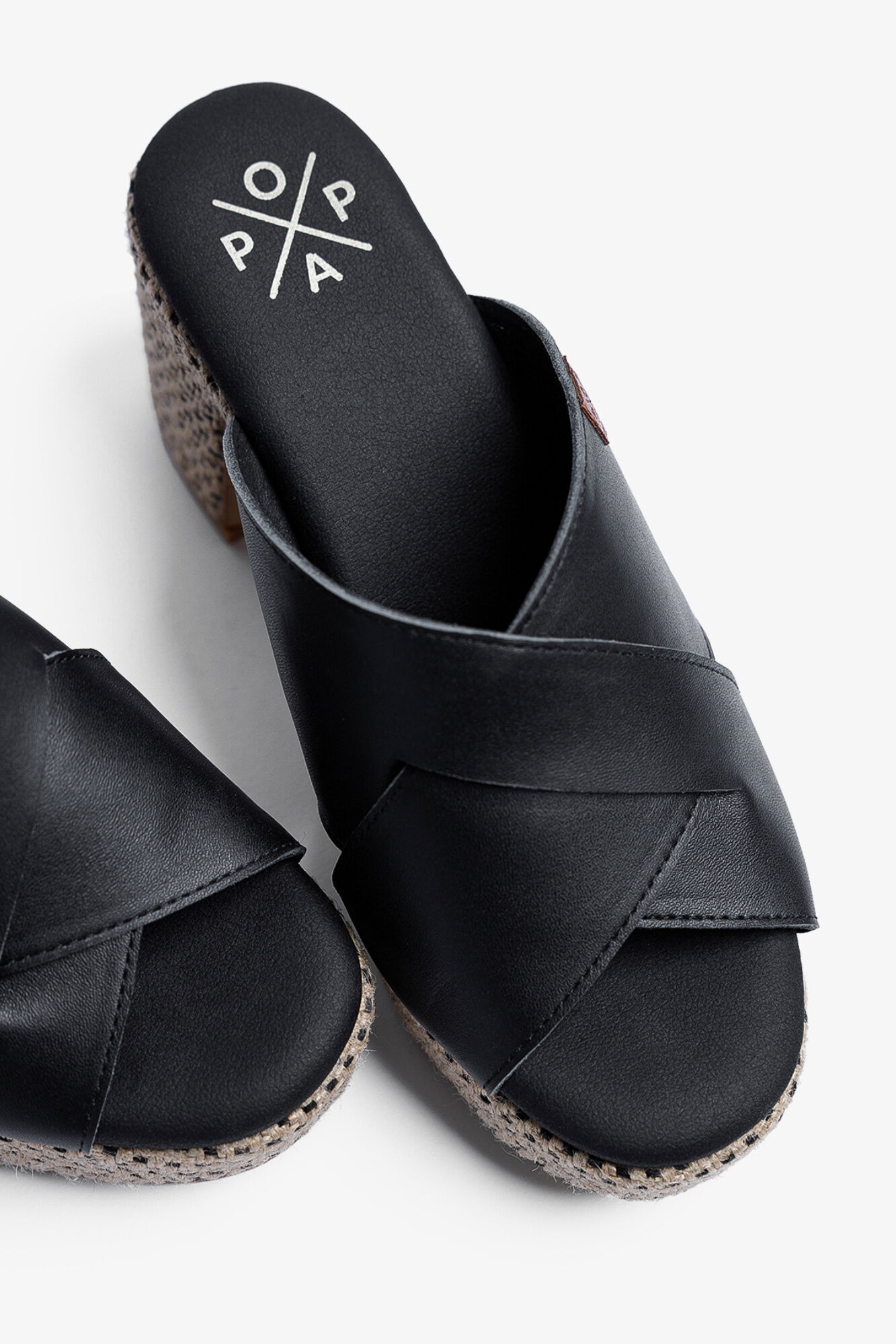Popa Melibea leather wedge heel sandal Black