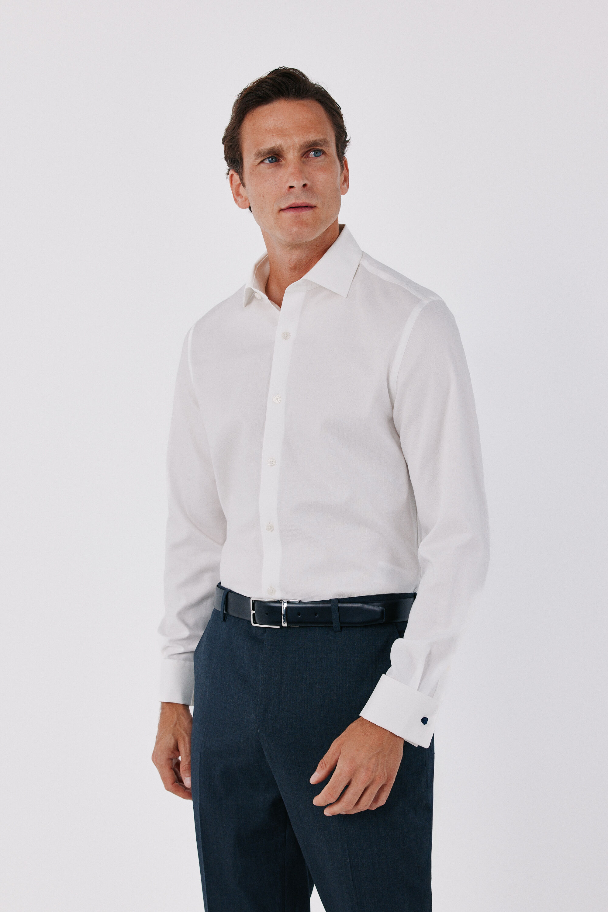 Cortefiel Plain easy-iron dress shirt with cufflink cuffs