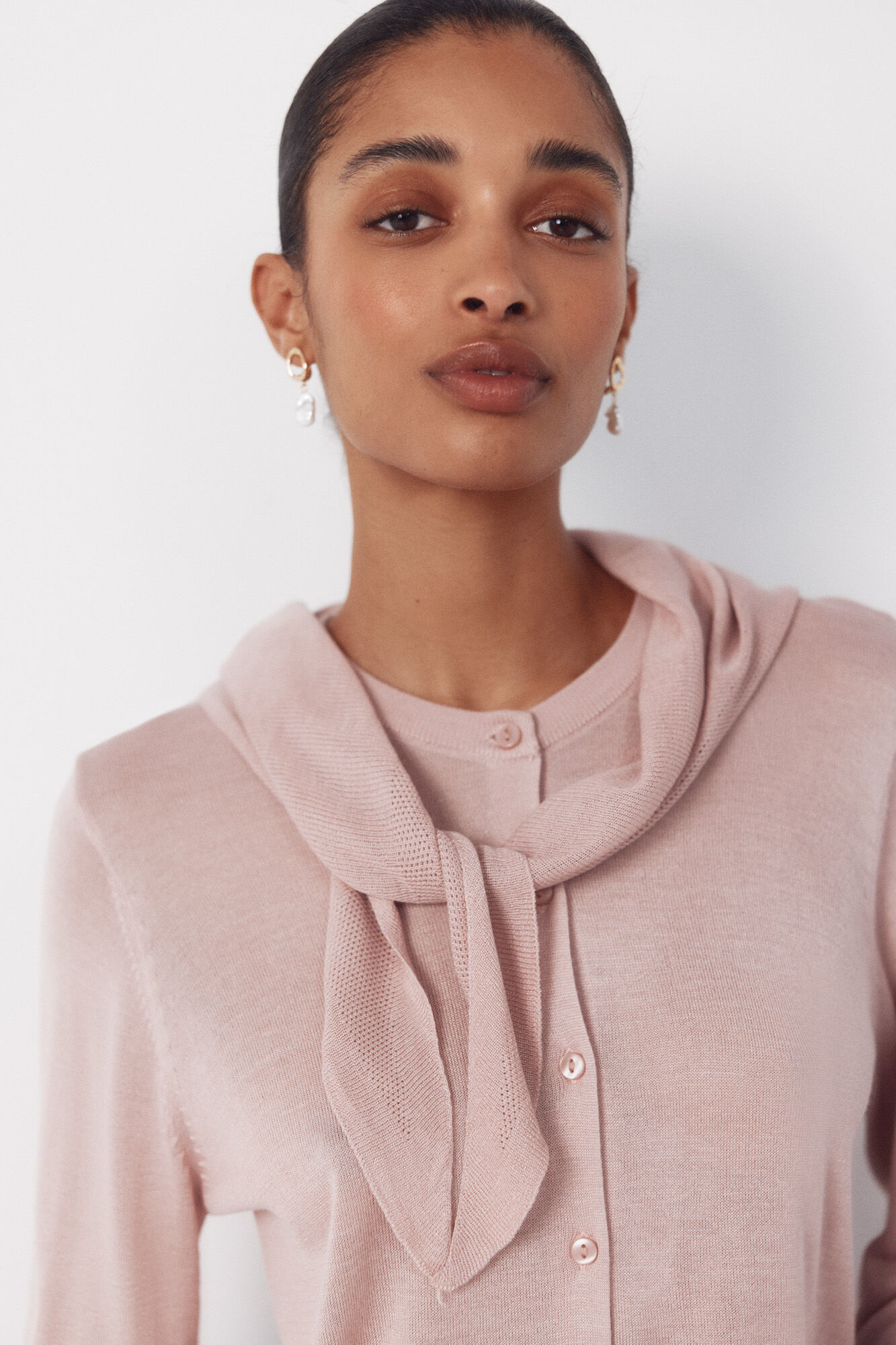 Cortefiel Jersey-knit basic jacket Pink