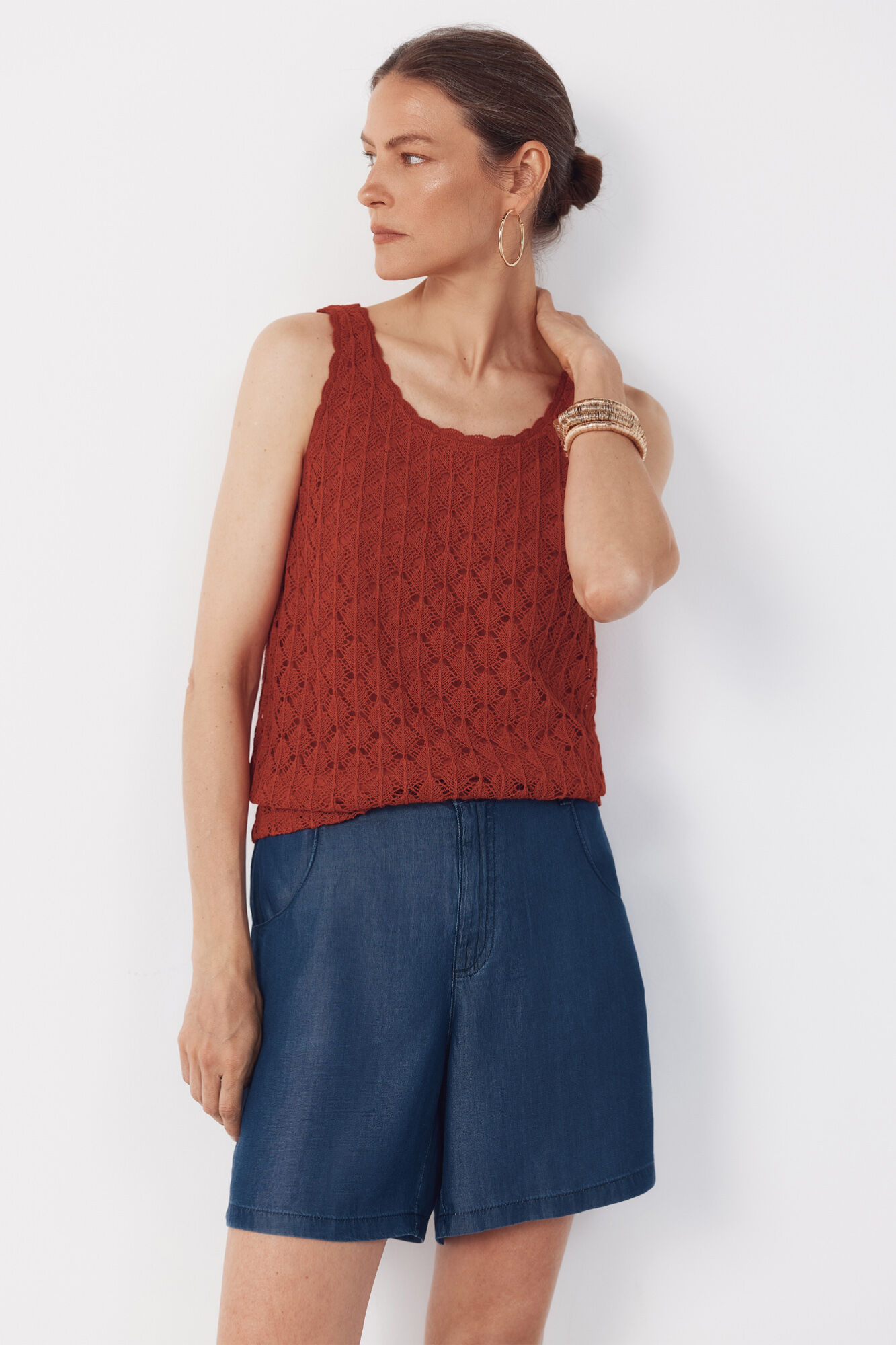Cortefiel Rustic top structure Red