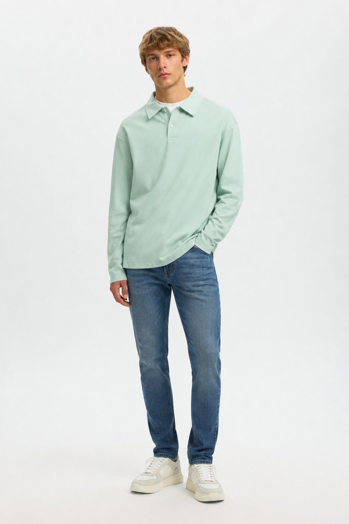Selected Polo manga larga relax
