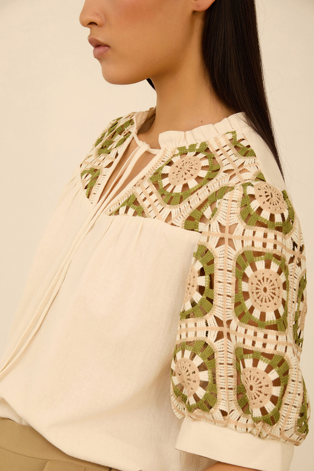 Meisie Crochet blouse White