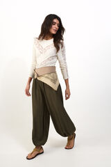 Slowlove Plaid harem trousers Printed green
