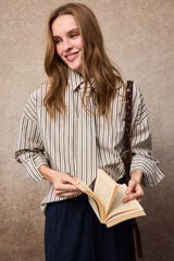 Slowlove Camisa rayas corbata Estampado blanco