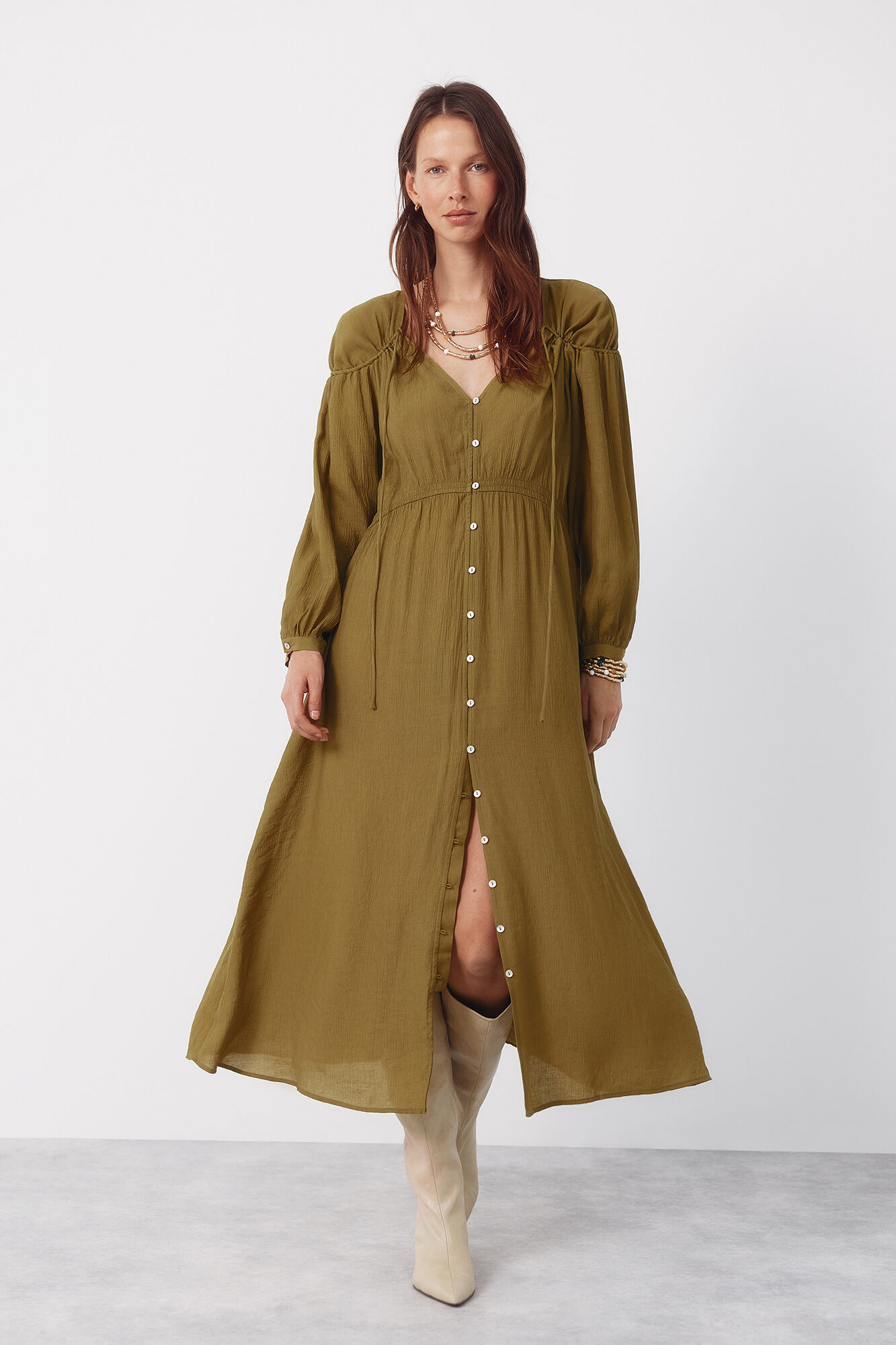 Cortefiel V dress with drawstring