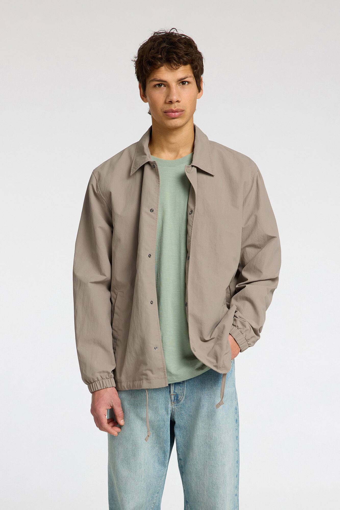 Selected Short jacket with neck made from recycled materials Beige