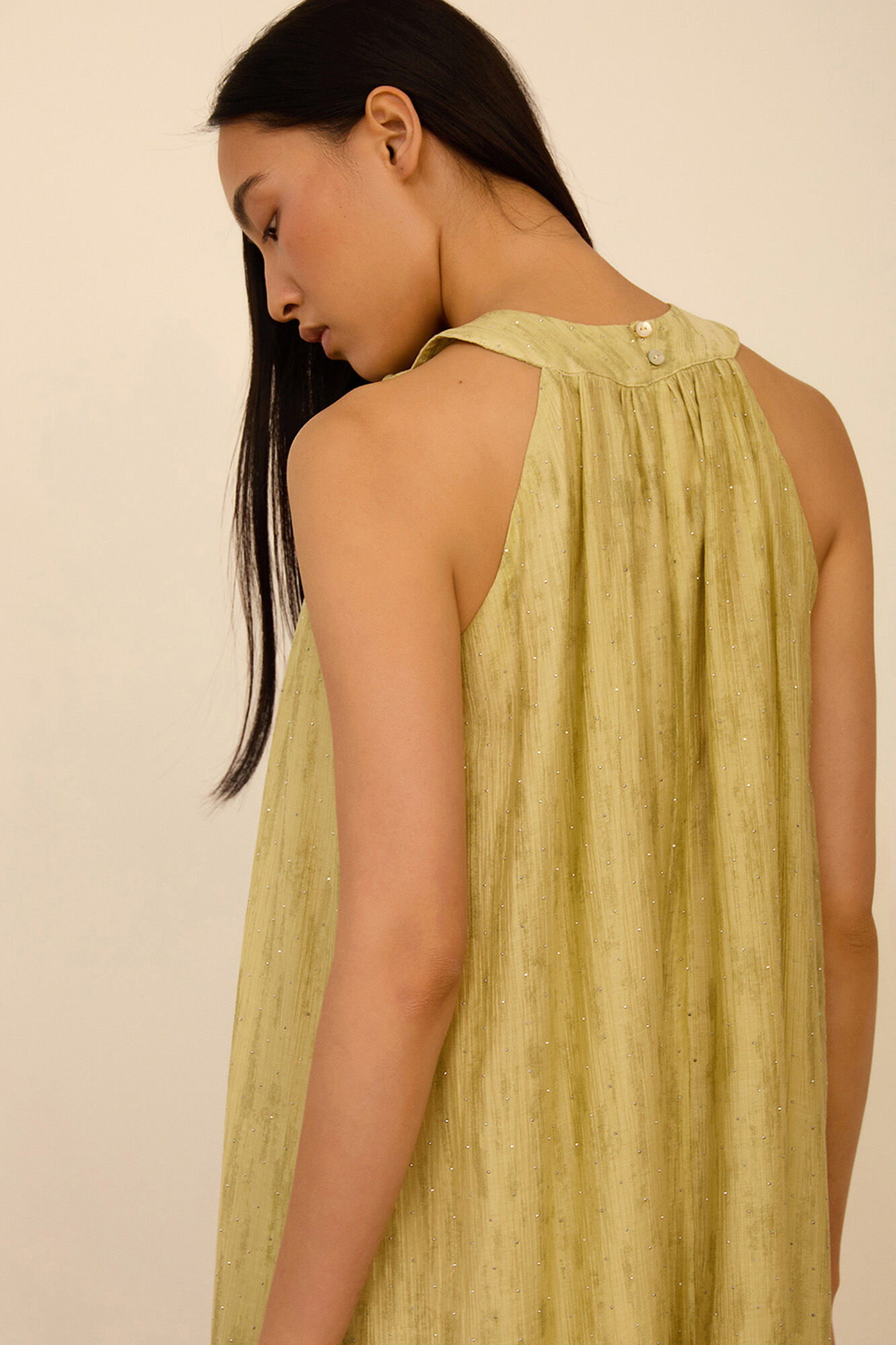 Meisie Halterneck long dress Yellow