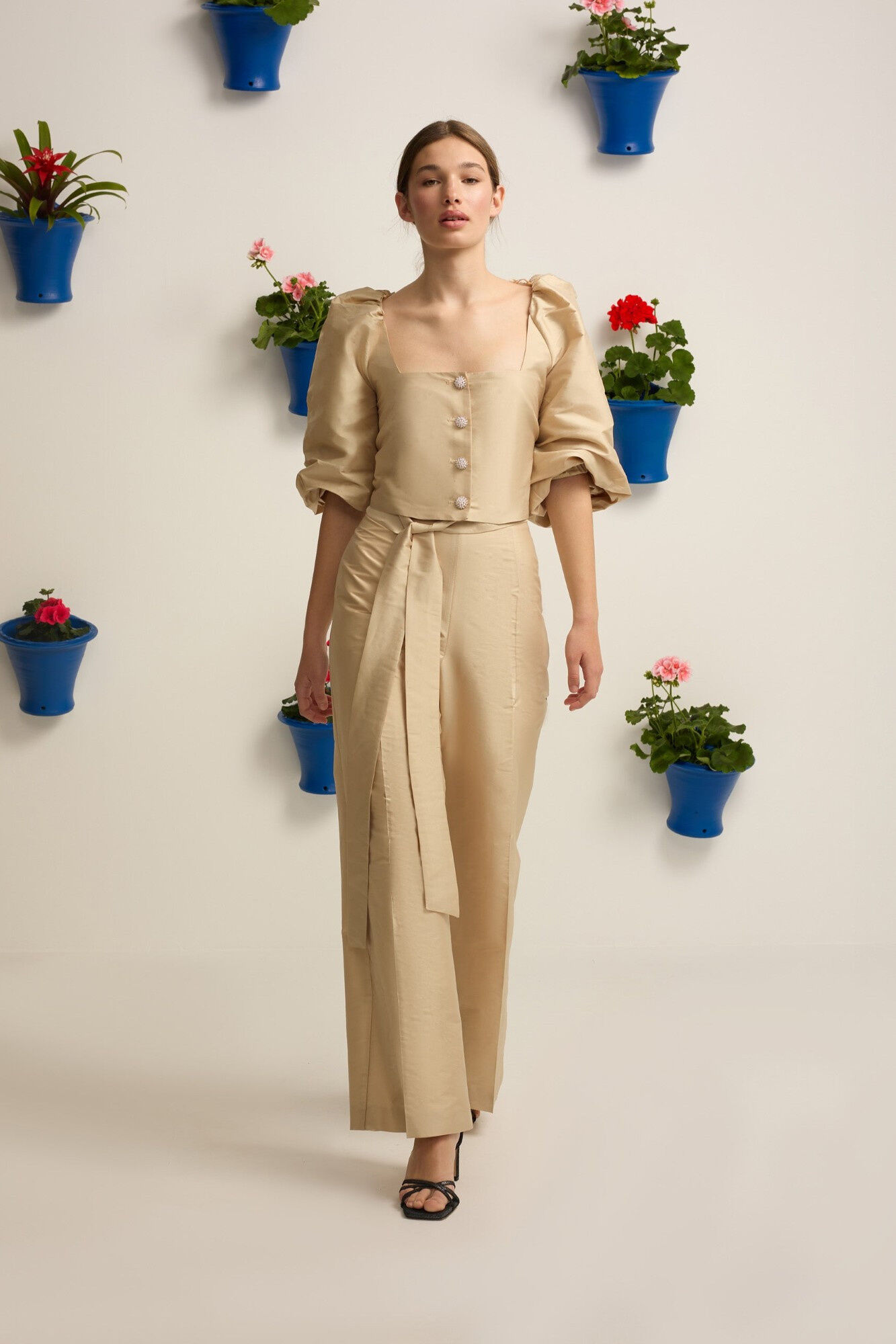 Silbon Pantalon Event Collection tafeta Beige