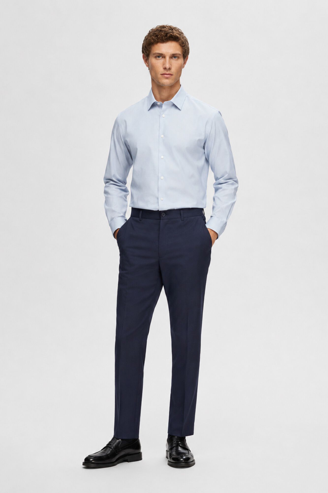 Selected Cal&ccedil;as de fato Slim Fit confecionadas com materiais reciclados Azul