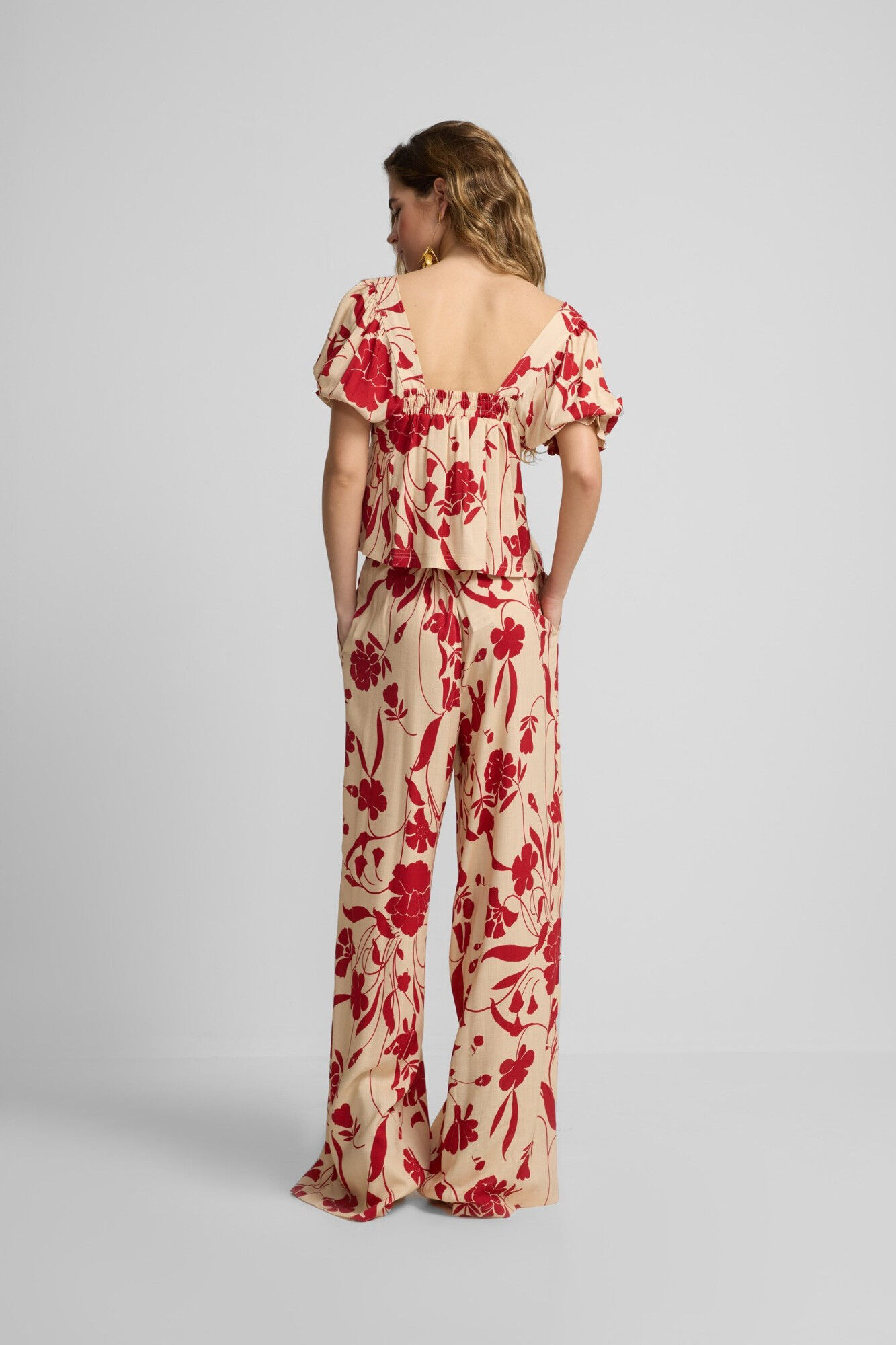 Silbon Floral print palazzo pants Red
