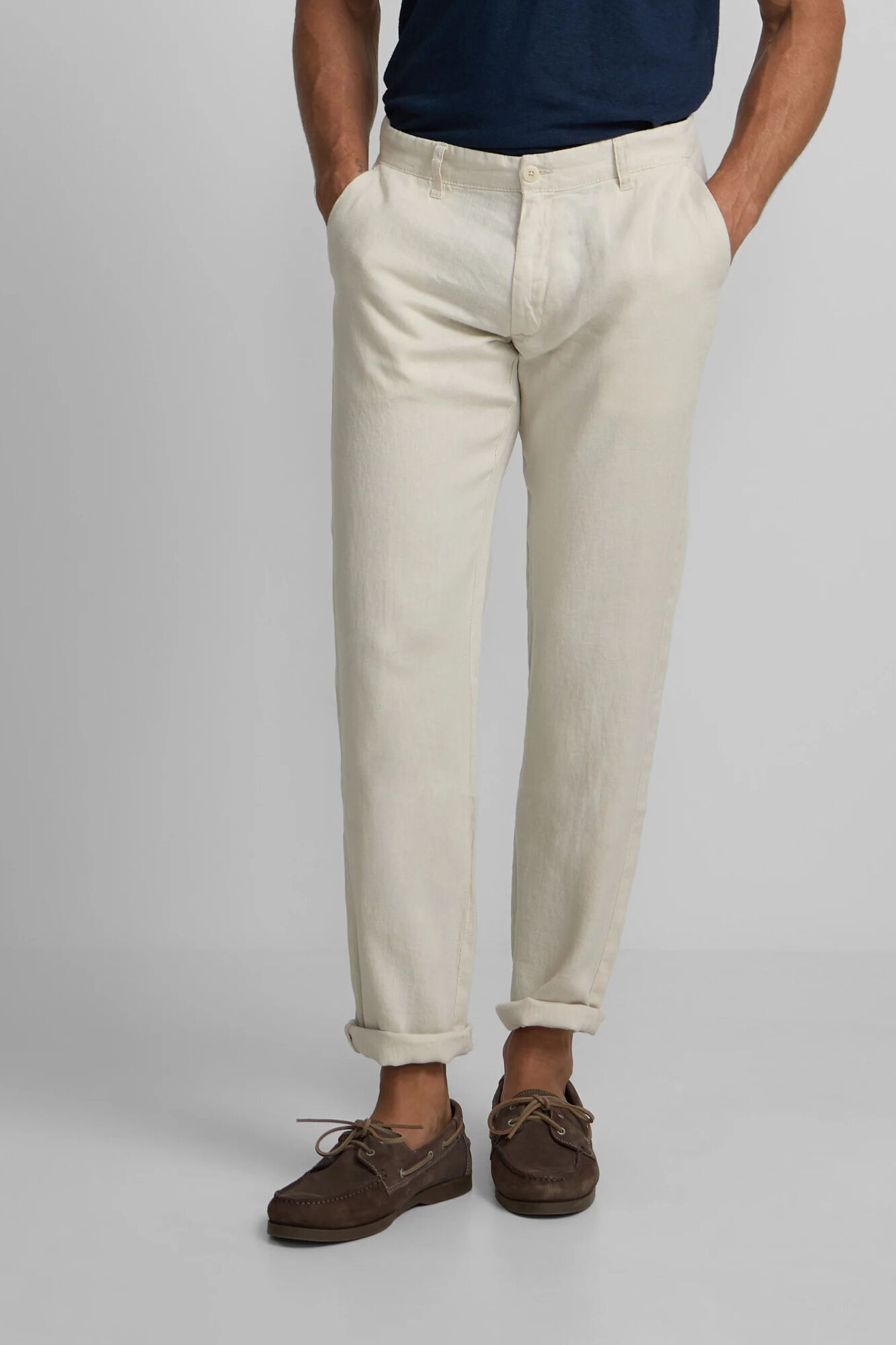 Silbon Linen chino trousers Beige