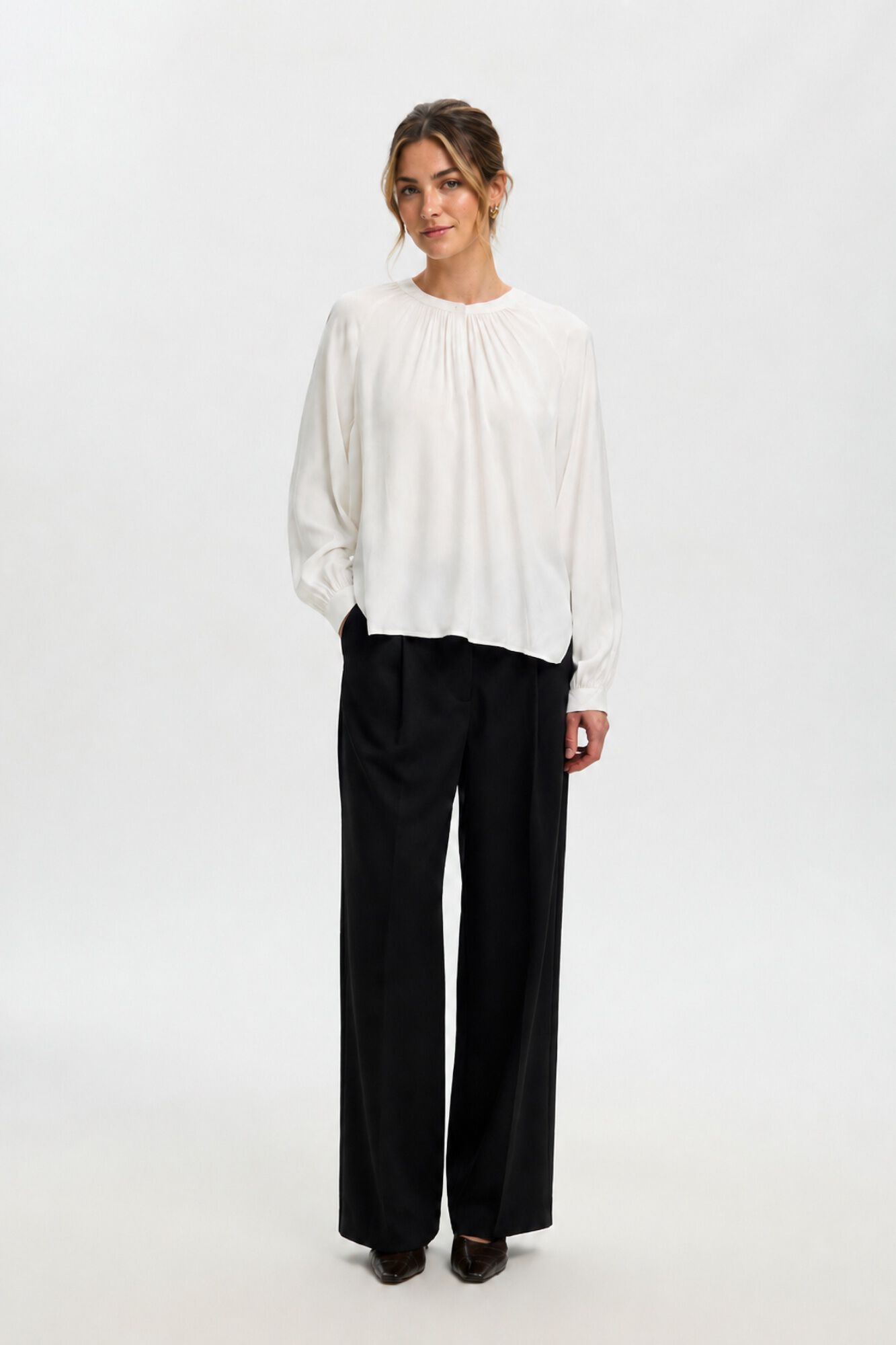 Selected Long sleeve blouse White
