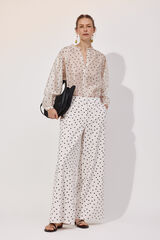 Cortefiel Pantal&oacute;n palazzo de lunares Estampado blanco