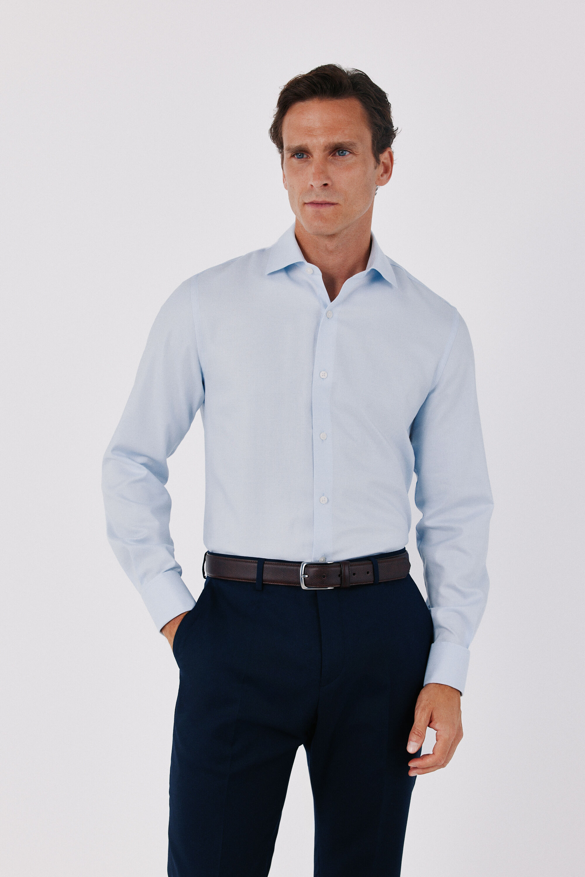 Cortefiel Plain easy-iron dress shirt with cufflink cuffs
