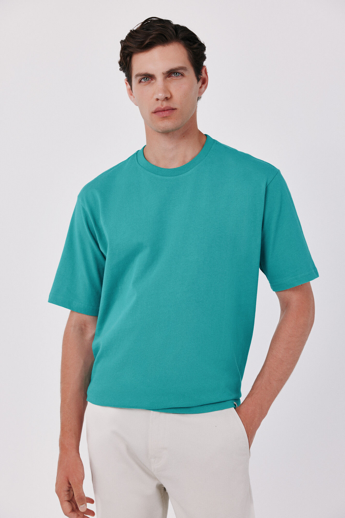 Cortefiel Plain T-shirt Green
