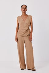 Cortefiel Wide knit trousers Beige