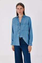 Cortefiel Tencel denim shirt Blue