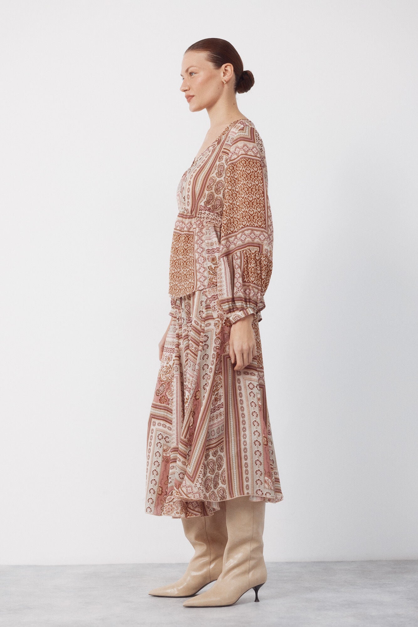 Cortefiel Printed blouse Brown