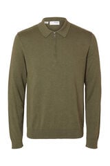 Selected Camisola polo 100% algod&atilde;o com meia fecho-&eacute;clair . Verde