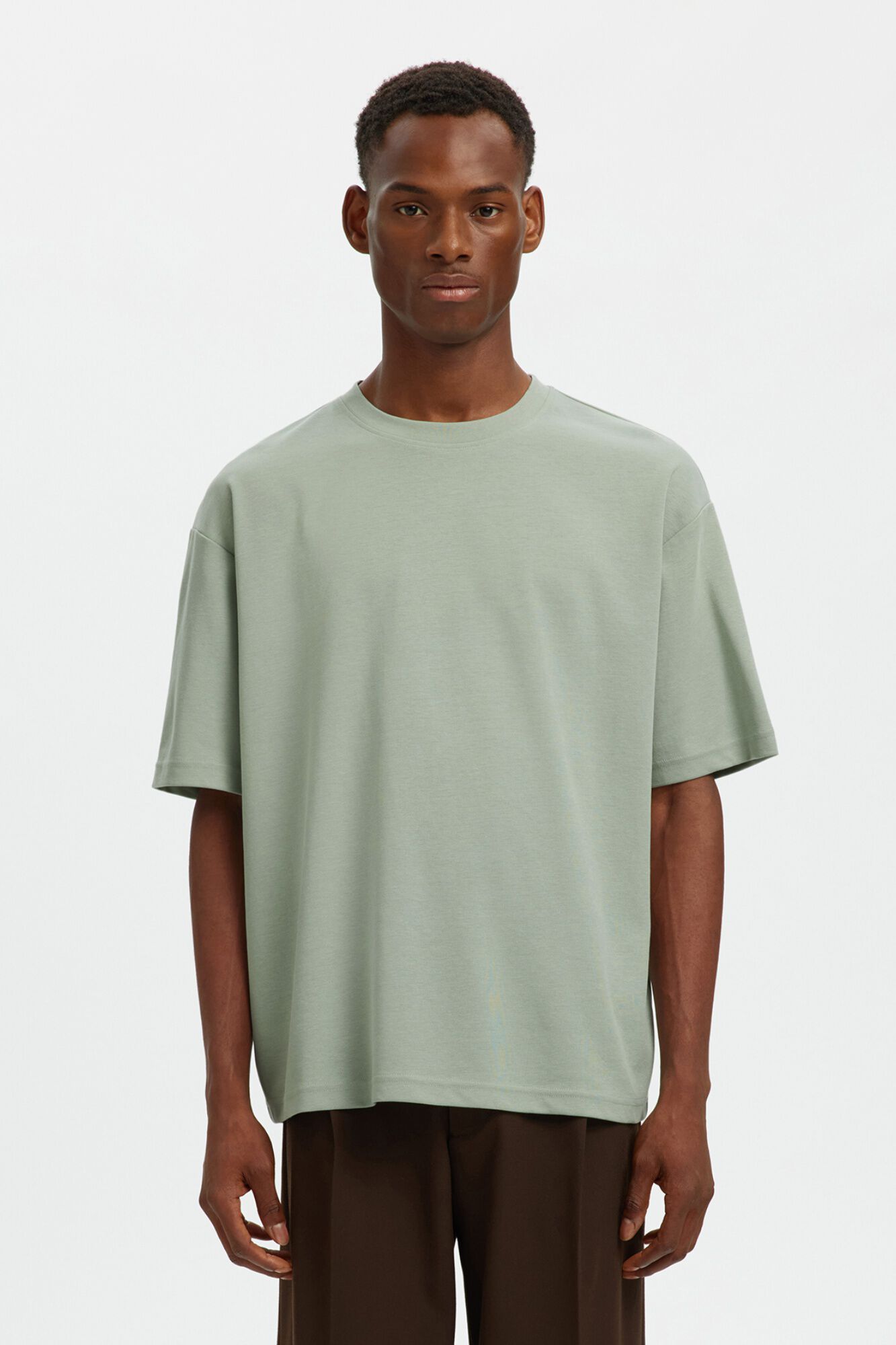 Selected T-shirt manga curta relax Verde