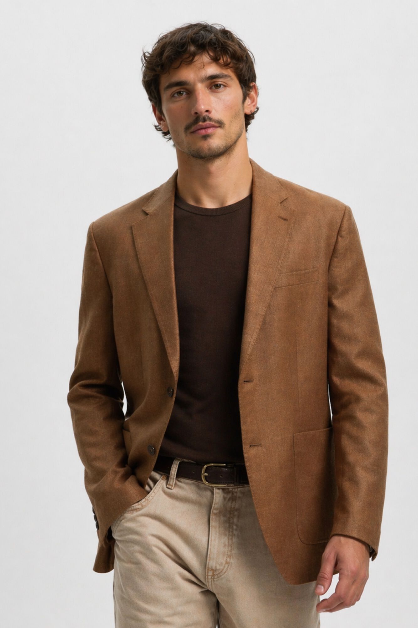 Selected Blazer de linho com lapela Castanho