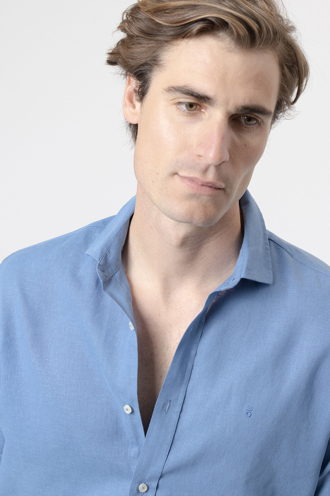 PuroEGO Camisa em linho porcelana Azul