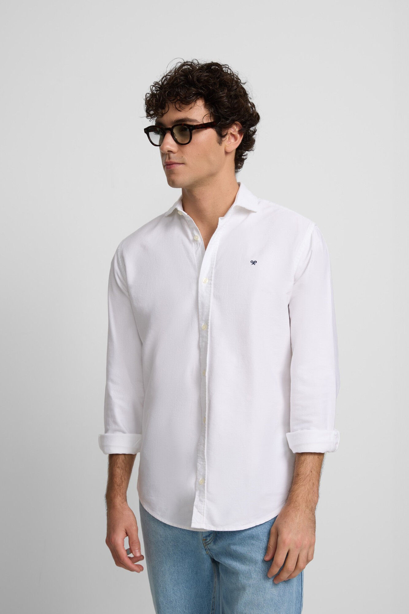 Silbon Camisa esportiva Oxford com corte franzido Branco